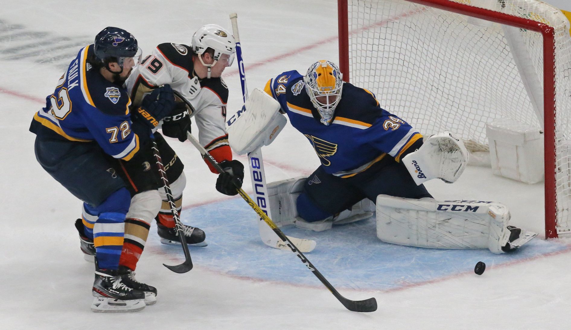 The Blues take on the Ducks at the Enterprise Center